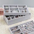 Miniatyrbillede 4 af 8: Fløjlsæske Smykkeopbevaring Fløjlsæske Ring Øreringe Halskæde C F