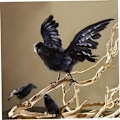 Miniatyrbilde 4 av 5: 1 stk kunstig kråke Halloween simulert kråke simulert ravn realistisk Halloween festdekorasjon hagehagepynt (30 cm, med W