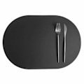 Miniatyrbillede 1 af 3: 4-pak Bordstabletter i Kunstlæder Oval Sort 43x30cm sort black