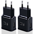 Pikkukuva 1 / 5: Musta yhteensopiva laturi 2-pakkaus Nopea USB-laturiadapteri Samsung S22/S21/S20/S10/S10E/S6/S7/S8/S9/Edge/Plus/Active/A72/A53 5G-Xin