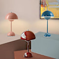 Miniatyrbild 3 av 4: Svamp Blomknopp Uppladdningsbar LED Bordslampa Skrivbordsnattlampa För Sovrum Matsal Touch Nattlampa Enkel Modern Dekoration -gt charging wine red