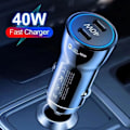 Pikkukuva 4 / 5: USB C Nopea auton laturi 40W 3.0 PD Type C -auton sovitin iPhonelle Musta 1kpl