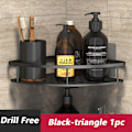 Miniatyrbillede 1 af 6: Hjørne brusehylde badeværelse organizer hylde sort TREKANT sort black triangle 1pc