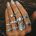 Miniatyrbild 3 av 4: 10 st/set Boho Dam Retro Fläkt Pil Snidade Knuckle Midi Staplingsringar Bronze
