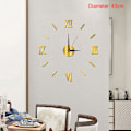 Miniatyrbild 1 av 5: 3D Luminous Väggklocka Ramlös Akryl DIY Digital Klocka Guld Gold No Luminous