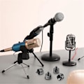 Miniatyrbild 3 av 5: Mikrofonstativadapter 5/8 hona till 1/4 hane för kameramonteringsstativgängadapterkonverteringsanslutning