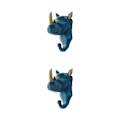 Pikkukuva 1 / 5: 1/2/3/5 Vahva ja kestävä eläinpään avaimenkoukku yksinkertaiseen retro-siniseen (sarvikuono) Retro blue (rhino) 2 Set
