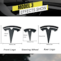 Miniatyrbilde 4 av 5: 3-pakning Tesla Model 3-bilrattlogo-klistremerker (matt svart