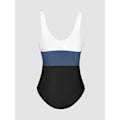 Miniatyrbillede 3 af 5: Dame Plunge V-Hals Farveblok Monokini Badedragt Blå L[qb]