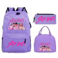 KPop Demon Hunters Print Studenterrygsæk Stor Kapacitet 3-delt Sæt Trendy Purple 3