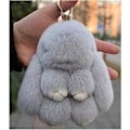 Miniatyrbillede 3 af 5: Fluffy Bunny Nøglering Sød Plys Bunny Nøgleringe Damer Taske Pom Pom Elskelig Nøglering IC