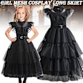 Miniatyrbilde 2 av 5: Barnjente Onsdag Addams Family Kostyme Halloween Kjole Bursdagsfest Kjole Dress 110cm