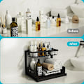 Miniatyrbild 3 av 7: Under Sink Organizer, Ut dragbar skåpsorganisatör 2-vånings utdragbar diskbänkshylla Skåpsförvaringshyllor, Förvaring under diskbänken för kök Badrumsskåp
