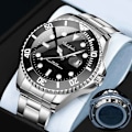 Miniatyrbilde 5 av 5: Halloween Gave Grønn Submariner Automatisk Mekanisk Klokker Svart Submariner Herre Business Klokker Rustfritt Stål Armbånd Lysende Vanntett Blue