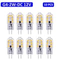 Lampor 10-pack G4 LED-lampa 2W, DC 12V belysningslampa, 6000K vit