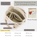 Miniatyrbild 4 av 5: Multi-Pocket Zipper Tote Bag, Japansk handgjord canvasväska med fack, Multifunktionell crossbody-väska axelväska väska arbete