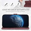 Miniatyrbillede 2 af 4: Etui til Xiaomi Redmi 12C-11A + 2 hærdet glas Rød læder-effekt præget terningmønster Folio etui med justerbart stativ