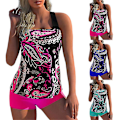 Miniatyrbild 3 av 3: Kvinnors blommiga baddräkt bikini tankini halterneck toppar pojkshorts set baddräkt plus size rosa Pink 4XL