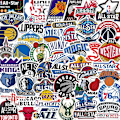 Miniatyrbilde 1 av 5: NBA-klistremerker (50 ark) NBA-basketballer for smarttelefoner, sykler, sparkesykler, ski, bagasje.