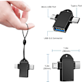 Pikkukuva 6 / 7: 2-in-1 Micro USB/USB-C - USB 3.0 -sovitin kaapelilla (2-pakkaus), Seminer USB C - USB -sovitin, Micro - USB -muunnin A -sovitin, musta