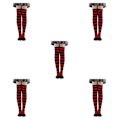 Pikkukuva 2 / 5: 1/2/3/5 Raidallinen Sukat Mukavat Reiden Korkeat Sukat Puku Musta Punainen 50cm Black Red 50cm 5 Sets
