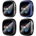 Pikkukuva 1 / 5: Diruite 4-pakkaus kotelo Fitbit Versa 4/Sense 2 näytönsuojalle, HD iskunkestävä pehmeä TPU-kotelo Fitbit Versa -kellolle Black+Gun Color+Blue+Clear
