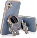 Kompatibel med iPhone 12 Case Sød 3D Astronaut Tripod Design Kamera P[BT} Far peak blue
