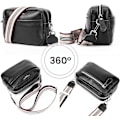 Miniatyrbillede 2 af 5: Crossbody taske til kvinder, lille ægte læder sort