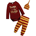 Miniatyrbillede 1 af 5: Bodysuit og Stribet Bukser Outfit med Hat