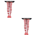 Pikkukuva 2 / 5: 1/2/3/5 Raidallinen Sukat Mukavat Reiden Korkeat Sukat Puku Valkoinen Punainen 50cm White Red 50cm 2 Set