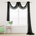 Miniatyrbillede 3 af 7: Stilfuld Vindue Sjal Valance Blød Lys Vindue Gardin Hjem Soveværelse Dekoration Sort Black 1.5*6M