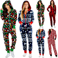 Miniatyrbillede 1 af 4: Kvinde Enkelt Stykke Print Nattøj Jul Pyjamas Jumpsuit ZX Grøn green 2XL