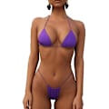Miniatyrbillede 1 af 5: Dame Badetøj Todelt Sexy Badetøj Halter Snøre Trekant Bikini S PURPLE PURPLE S