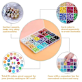 Miniatyrbilde 4 av 5: 1680 stk 6 mm 24 farger runde perler med hull til smykkefremstilling løse mellomperler for diy C