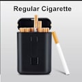 Miniatyrbillede 3 af 5: Sort - Bærbar holder til 20 cigaretter - med elektrisk lighter