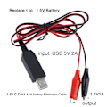 Miniatyrbillede 5 af 5: Universal 2m USB 5V til 1.5V strømadapter AAA AA CD størrelse Batteri Eliminator Erstat 1 stk 1.5V batteri