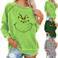Miniatyrbild 2 av 3: Jul Kvinnor Långärmad Blus Vinter Grinchs Xmas Cosplay Grön green L
