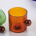 Miniatyrbillede 3 af 9: Farverige Glas Kaffe Krus med Trækugle Håndtag Stilfuld Drikkemug Vandkop til Te Kaffe Latte Transparent Transparent 120ml