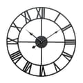 40cm Retro Vardagsrum Smide Rund Romersk Tyst Dekorativ Väggklocka (Svart)
