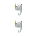 Pikkukuva 3 / 5: 1/2/3/5 Vahva ja kestävä eläinpään avaimenkoukku yksinkertaiselle valkokullalle (sarvikuono) White gold (rhino) 2 Set