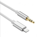 Pikkukuva 2 / 3: 1M Lightning - AUX 3.5mm Kaapelin Sovitin Autoon Hopea