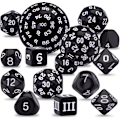 Miniatyrbilde 1 av 5: 15-sidet terning sett, svart og hvit, Polyhedral Dice Set f [qb]