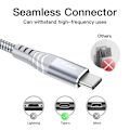 Miniatyrbillede 3 af 5: USB Type C-kabel 3a hurtigopladningsledning, 2-pak 1m 2m USB A til USB C opladerkabel flettet datasynkronisering til Samsung Galaxy S10 S9 S8, nej