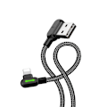 Miniatyrbild 2 av 7: McDodo CA-4679 Vinklad Lightning-kabel, LED, 2A, 3m, svart svart black