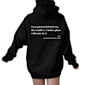 Miniatyrbillede 2 af 5: Womens Hoodies \"Kære person bag mig\" Hættetrøje Langærmet Pullover Toppe Sort Sort Black XL