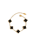 Miniatyrbillede 2 af 2: Firkløver Armbånd 18k Forgyldt Rustfrit Stål Dobbeltsidet Eftermarked white