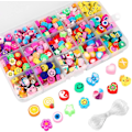 Miniatyrbillede 4 af 6: 300 stk Frugt Smiley Håndlavede Polymer Lerperler 15 Stilarter Blomst Bogstav Perler Bløde Perler - Perfekt