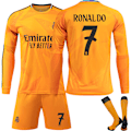 Miniatyrbillede 1 af 2: 2425 Real Madrid Fodboldtrøje Nr. 5 Bellingham 7 Vinicius Jr. Langærmet Fodboldtrøjesæt til Voksne og Børn Nr. 7 RONALDO Nr.7 RONALDO[qb] No.7 RONALDO 28