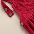 Miniatyrbild 6 av 6: Babyflicka kläder Nyfödd klänning set Långärmad blomma Body Romper Manchester Overall Klänning Spädbarn Kläder 0-3 månader 0-3 months Red