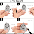 Miniatyrbillede 5 af 5: Personlig nødalarm [3-pak] Qoosea Scream Safesound sikkerhedsalarm 140dB LED lommelygte til børn/kvinder/seniorstuderende (sort + sølv +